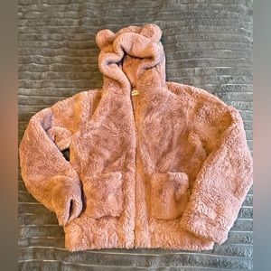 H&M Teen 12/14 Pink Teddy Bear Plush Coat